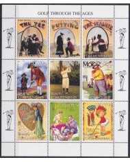 F-EX48045 TURKMENISTAN MNH 1999 GOLF THROUGH THE AGES CARTOON CARTELES.