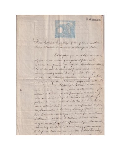 1889-PS-2 ESPAÑA SPAIN REVENUE SEALLED PAPER PAPEL SELLADO 1889 SELLO 11no