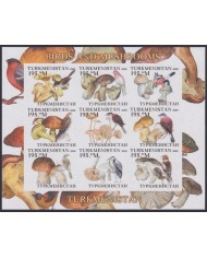 F-EX48058 TURKMENISTAN MNH 2000 MUSHROOMS SETAS & BIRD AVES PAJAROS VÖGEL