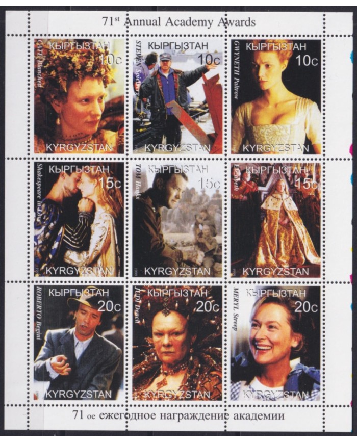 F-EX48039 KYRGYZSTAN MNH 1999 OSCAR AWARD MOVIE CINEMA CATE BLANCHET TOM HANK.