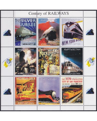 F-EX48041 KYRGYZSTAN MNH 1999 CENTURY OF RAILWAYS RAILROAD CARTELES