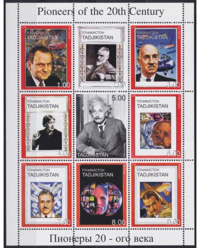 F-EX48050 TADJIKISTAN MNH 1999 PIONEERS OF 20th CENTURY PICASSO EINSTEIN PICASSO FREUD VIRGINIA WOOLF.