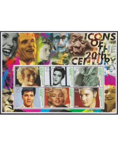 F-EX48046 SOMALIA MNH 2001 ICONS OF 20th CENTURY CINEMA MOVIE ELVIS PRESLEY MARYLIN MONROE.
