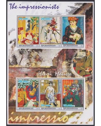 F-EX48060 AFGHANISTAN MNH 2001 ART IMPRESSIONISTS PAINTING HENRI MATISSE.
