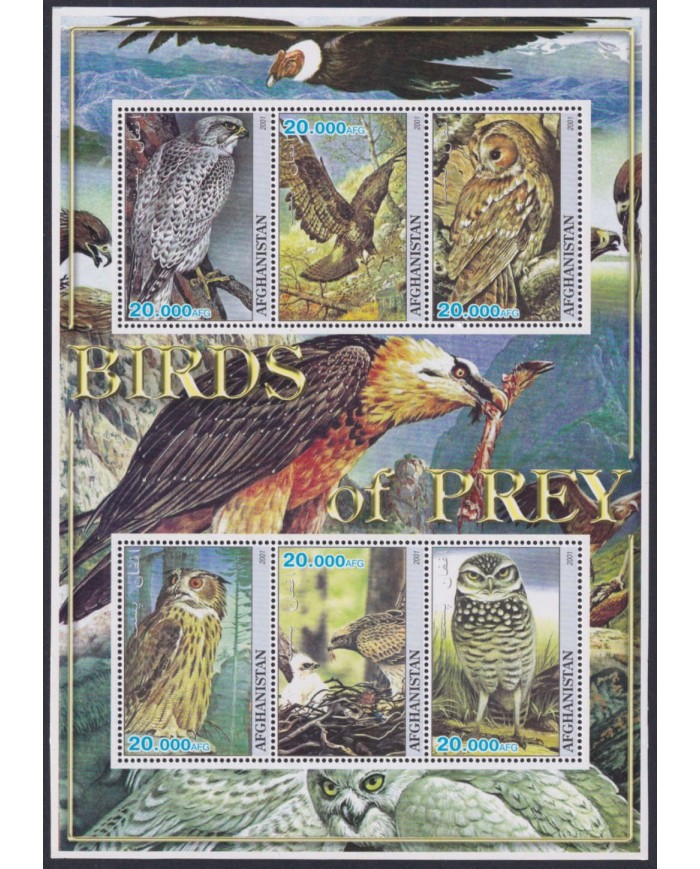 F-EX48063 AFGHANISTAN MNH 2001 BIRD OF PREY OWL AVES PAJAROS OISEAUX VÓGEL.