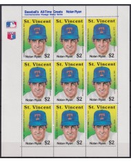 F-EX49023 ST VINCENT MNH 1989 FAMOUS BASEBALL GAMES NOLAN RYAN. F-EX49023 ST VINCENT MNH 1989 FAMOUS BASEBALL GAMES NOLAN RYAN.