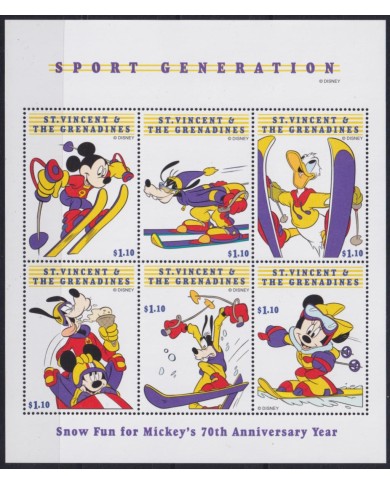 F-EX48761 ST VINCENT & GRENADINES MNH 1999 SPORT GENERATION DISNEY SNOW SPORT.