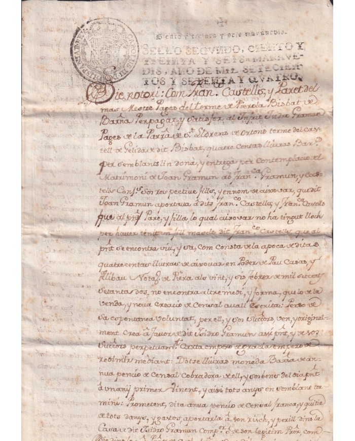1774-PS-16 SPAIN ESPAÑA 1774 SELLO 2º SEALLED PAPER REVENUE.