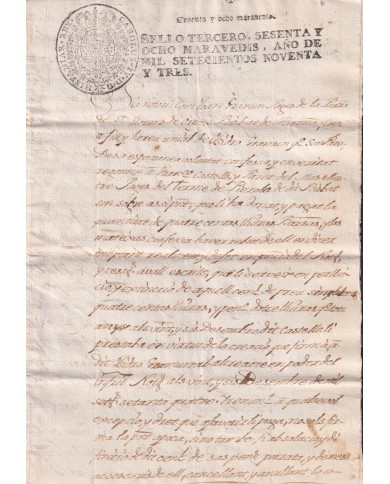 1793-PS-4 SPAIN ESPAÑA 1793 SELLO 3º SEALLED PAPER REVENUE.