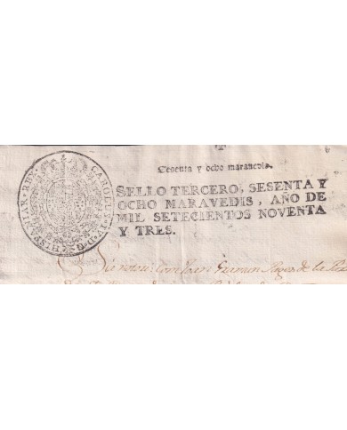 1793-PS-4 SPAIN ESPAÑA 1793 SELLO 3º SEALLED PAPER REVENUE.