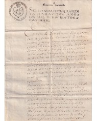 1814-PS-4 SPAIN ESPAÑA 1814 SELLO 4º SEALLED PAPER REVENUE.