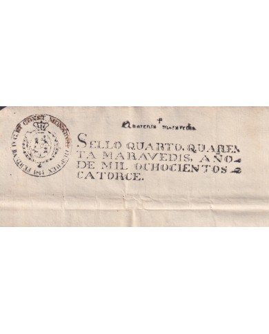 1814-PS-3 SPAIN ESPAÑA 1814 SELLO 4º SEALLED PAPER REVENUE UNUSED.