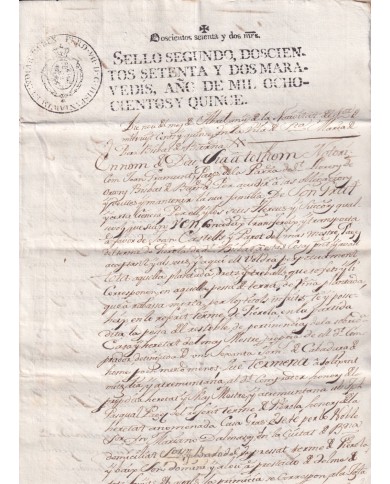 1815-PS-37 SPAIN ESPAÑA 1815 SELLO 2º SEALLED PAPER REVENUE.