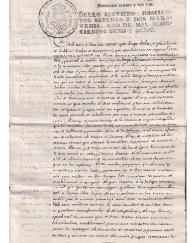1818-PS-3 SPAIN ESPAÑA 1818 SELLO 2º SEALLED PAPER REVENUE.