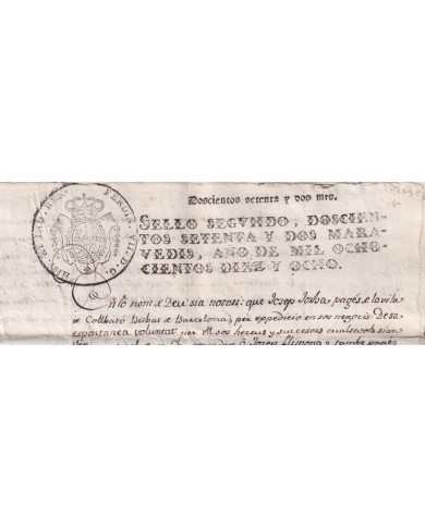 1818-PS-3 SPAIN ESPAÑA 1818 SELLO 2º SEALLED PAPER REVENUE.