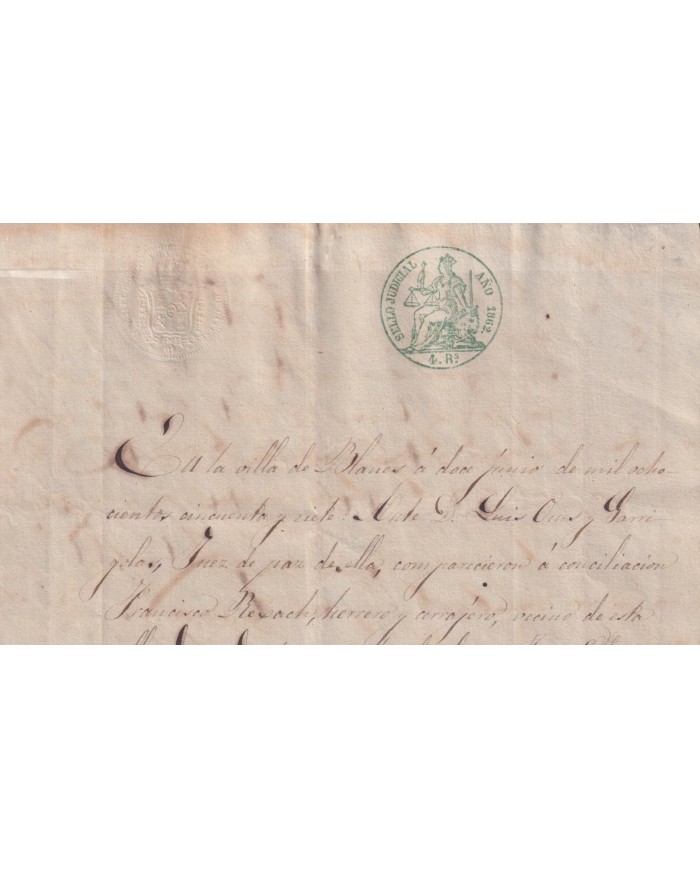1862-PS-56 ESPAÑA SPAIN REVENUE SEALLED PAPER PAPEL SELLADO JUDICIAL1856 4rs.