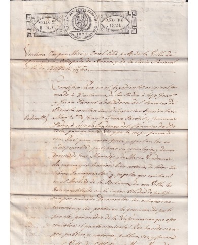 1821-PS-11 SPAIN ESPAÑA 1821 SELLO 2º SEALLED PAPER REVENUE.
