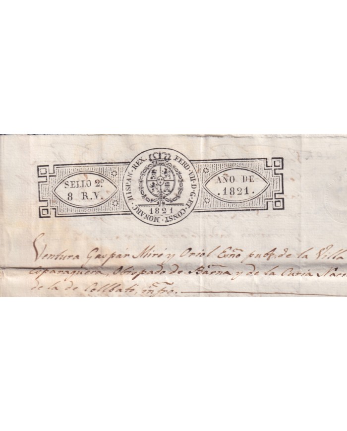 1821-PS-11 SPAIN ESPAÑA 1821 SELLO 2º SEALLED PAPER REVENUE.
