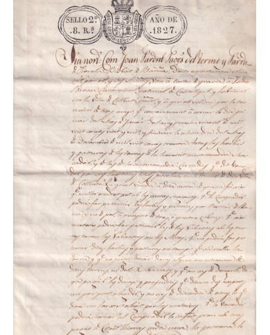 1827-PS-12 SPAIN ESPAÑA 1827 SELLO 2º SEALLED PAPER REVENUE.