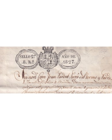 1827-PS-12 SPAIN ESPAÑA 1827 SELLO 2º SEALLED PAPER REVENUE.