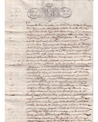 1829-PS-23 SPAIN ESPAÑA 1829 SELLO 4º SEALLED PAPER REVENUE.