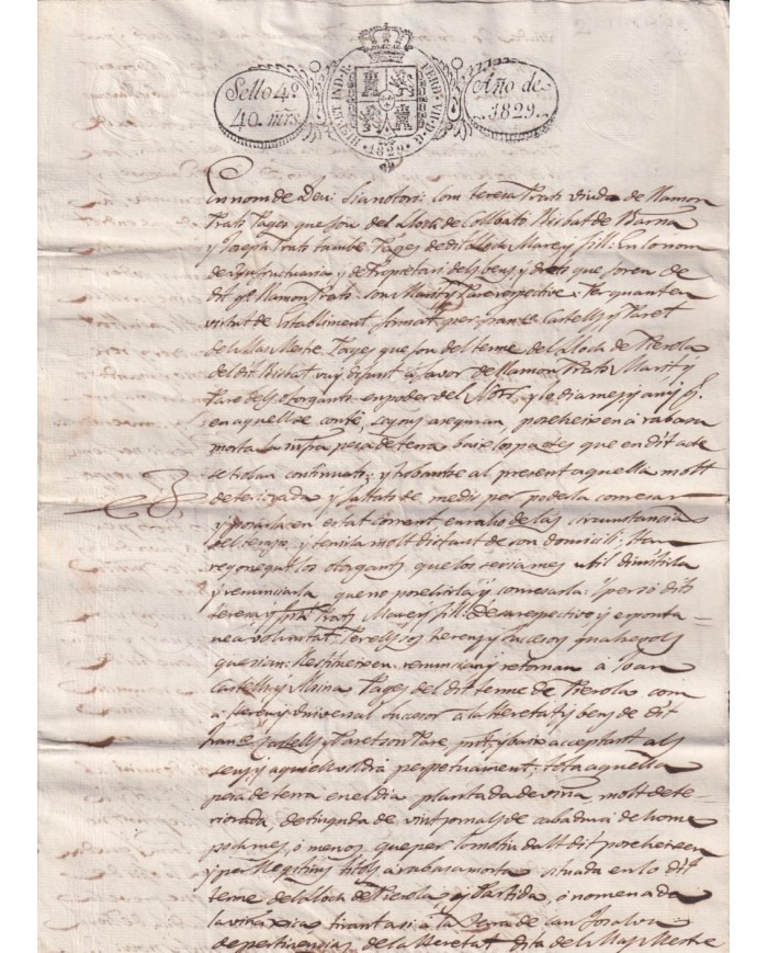 1829-PS-23 SPAIN ESPAÑA 1829 SELLO 4º SEALLED PAPER REVENUE.