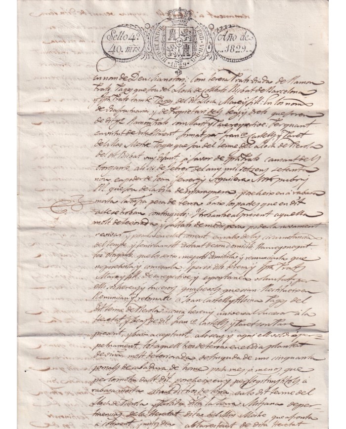 1829-PS-22 SPAIN ESPAÑA 1829 SELLO 4º SEALLED PAPER REVENUE.