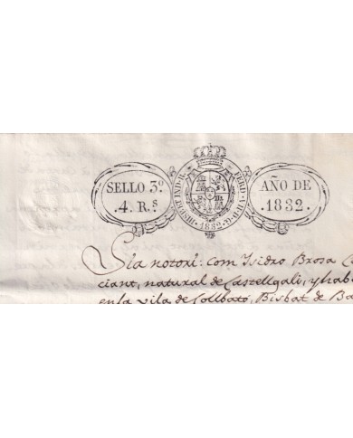 1832-PS-88 SPAIN ESPAÑA 1829 SELLO 3º SEALLED PAPER REVENUE.