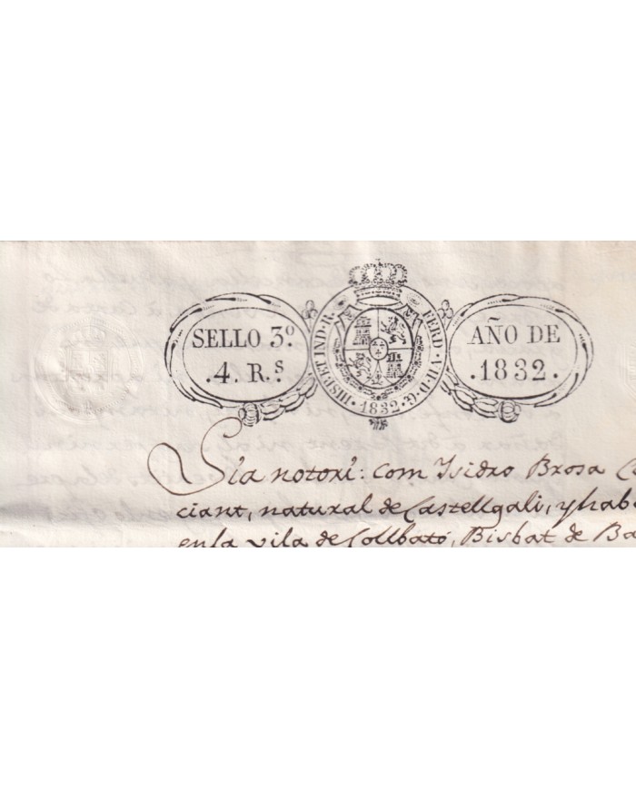 1832-PS-88 SPAIN ESPAÑA 1829 SELLO 3º SEALLED PAPER REVENUE.