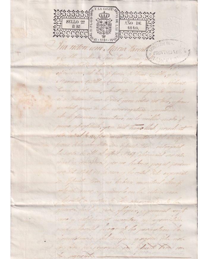 1840-PS-98 SPAIN ESPAÑA 1840 SELLO 2º SEALLED PAPER REVENUE.