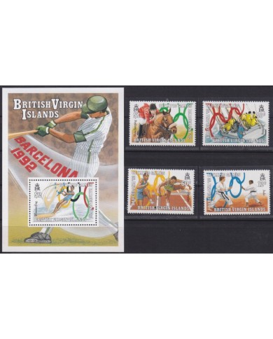 F-EX48915 BRITISH VIRGIN MNH 1990 OLYMPIC BARCELONA BASEBALL ATHLETICS EQUESTRIAN.