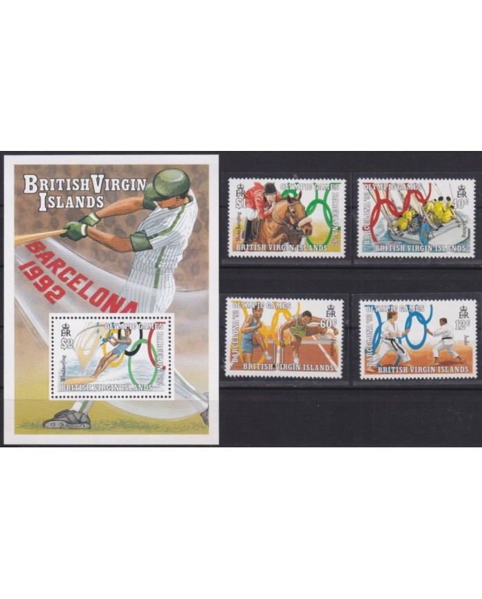 F-EX48915 BRITISH VIRGIN MNH 1990 OLYMPIC BARCELONA BASEBALL ATHLETICS EQUESTRIAN.