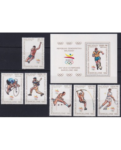 F-EX48887 MADAGASCAR MNH 1989 OLYMPIC GAMES BARCELONA ATHLETISM CYCLING TENNIS.