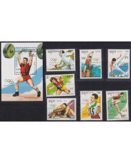 F-EX48889 CAMBODIA MNH 1989 OLYMPIC BARCELONA ATHLETISM FENCING WEIGHTLIFTING.