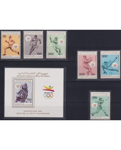 F-EX48885 COMORES MNH 1989 OLYMPIC BARCELONA ATHLETISM SOCCER BASEBALL TENNIS FENCING.