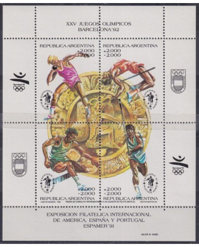 F-EX48109 ARGENTINA MNH 1992 OLYMPIC GAMES BARCELONA ATHLETISM SOCCER FOOTBALL