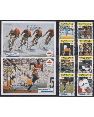 F-EX48879 TANZANIA MNH 1990 OLYMPIC BARCELONA CYCLING JUDO ARCHERY BOXING.