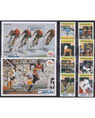 F-EX48879 TANZANIA MNH 1990 OLYMPIC BARCELONA CYCLING JUDO ARCHERY BOXING.