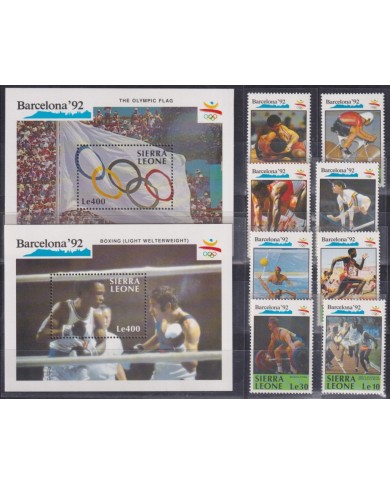 F-EX48880 SIERRA LEONE MNH 1990 OLYMPIC BARCELONA BOXING ARCHERY ATHLETISM.
