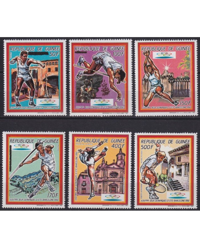 F-EX48852 GUINEE GUINEA MNH 1987 OLYMPIC GAMES BARCELONA TENNIS SURCHARGE.