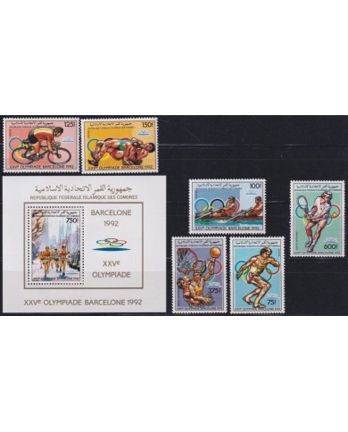F-EX48847 COMORES MNH 1992 PERF SET BARCELONA OLYMPIC GAMES ATHLETISM CYCLING.