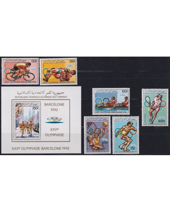 F-EX48847 COMORES MNH 1992 PERF SET BARCELONA OLYMPIC GAMES ATHLETISM CYCLING.