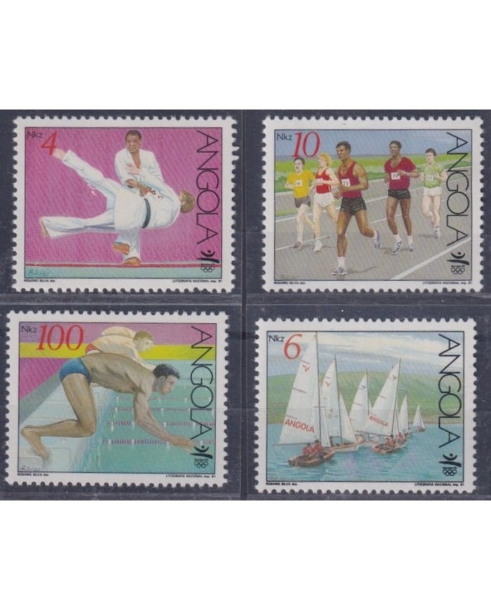 F-EX48932 ANGOLA MNH 1991 OLYMPIC GAMES BARCELONA SAILING CICLING JUDO SWIMMING.