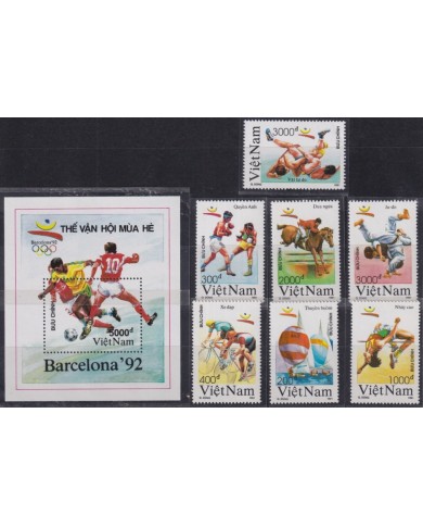 F-EX48899 VIETNAM MNH 1991 OLYMPIC GAMES BARCELONA TENNIS CICLING JUDO SOCCER