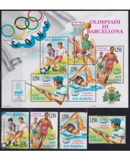 F-EX48116 SAN MARINO MNH 1992 OLYMPIC BARCELONA ATHLETISM SOCCER SWIMMING SHUTTER.