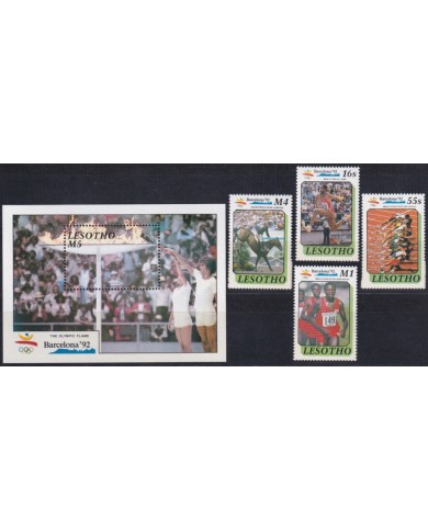 F-EX48881 LESOTHO 1990 MNH BARCELONA SPAIN OLYMPIC GAMES ATHLETISM EQUESTRIAN JUMP.