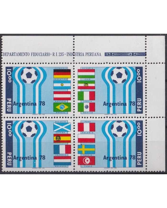 F-EX47679 PERU MNH 1978 SOCCER FOOTBALL WORLD CUP ARGENTINA BLOCK.
