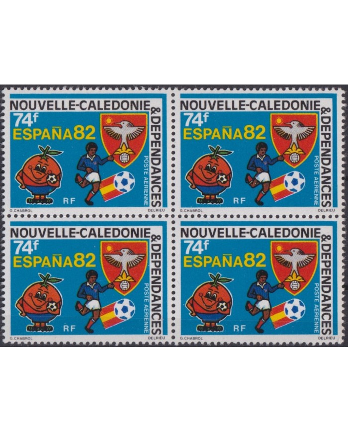 F-EX47575 NEW CALEDONIE MNH 1982 CHAMPIONSHIP SOCCER FOOTBALL BLOCK 4.