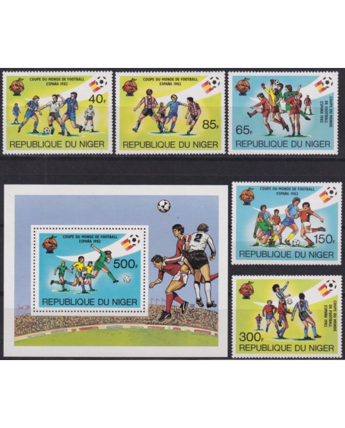 F-EX46791 NIGER MNH 1982 SPAIN CUP SOCCER FOOTBALL SET.