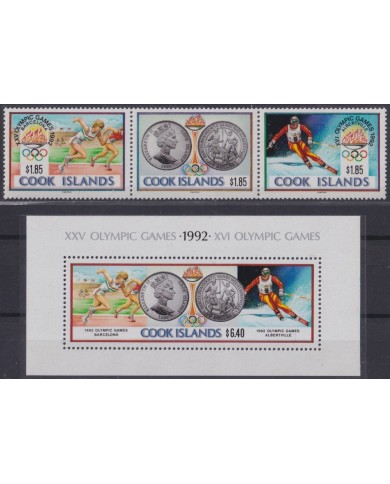 F-EX48914 COOK IS MNH 1990 OLYMPIC GAMES BARCELONA ARBERTVILLE SKI ATHLETISM.
